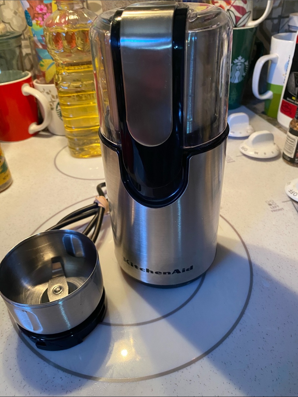 Preowned KitchenAid Stainless Steel and Black Electric Coffee Grinder excellent